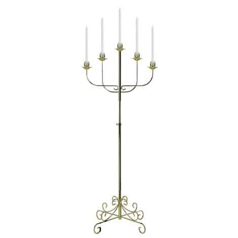 5 branch brass candelabra