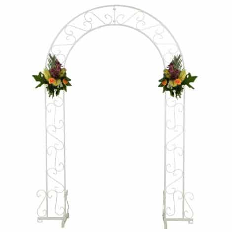 white metal wedding arch